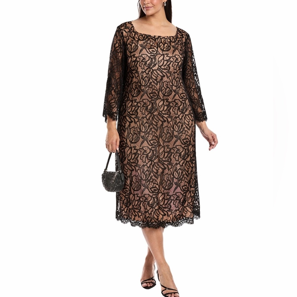 Marina Rinaldi Black Lace Sheath Dress Formal Cocktail Mother of Bride Groom
